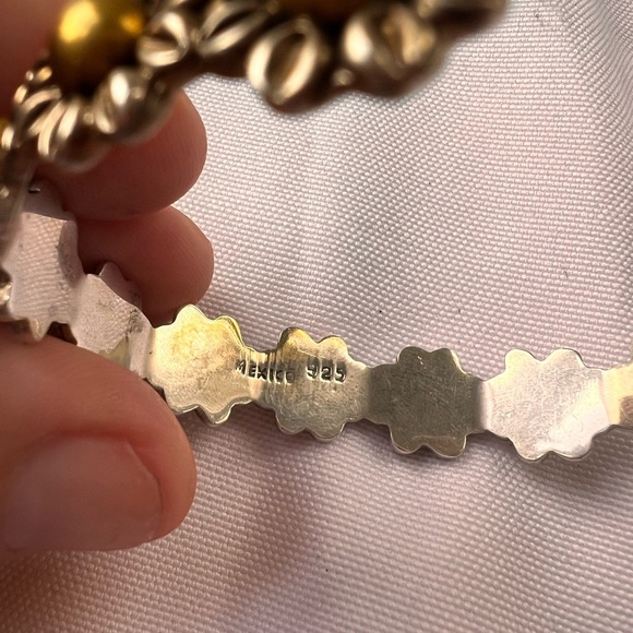 Sunshine gold silver 925 Solid Sterling Cuff Bracelet heavy Mexico - Picture 5 of 7